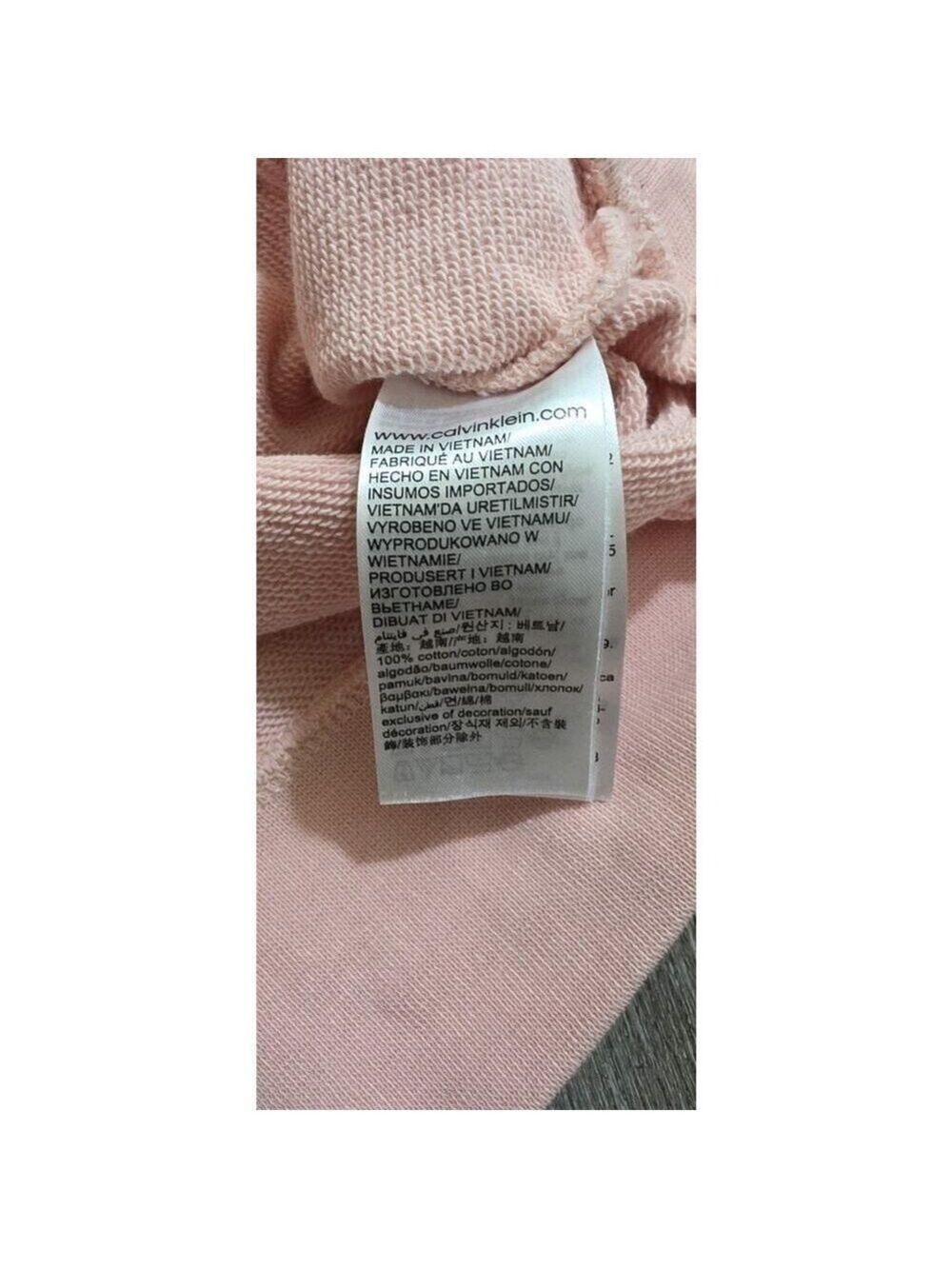 Calvin Klein Women's Pink Sweet Capuche Femme Crop Hoodie Medium Logo Sweatshirt - Picture 8 of 10